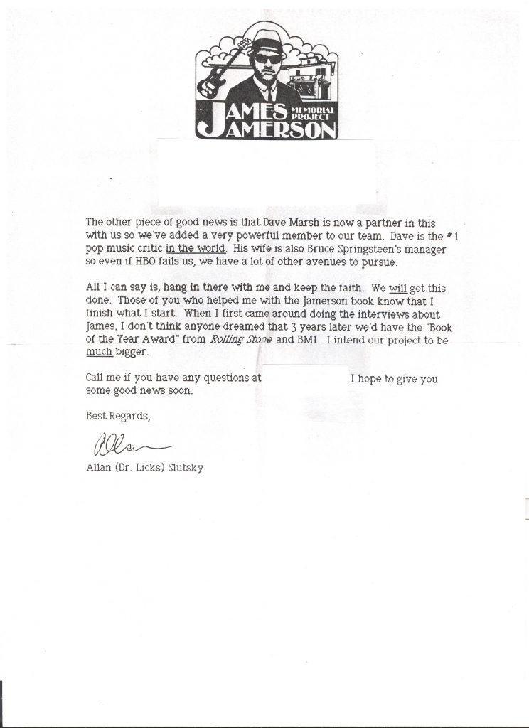 Funk Brother letter